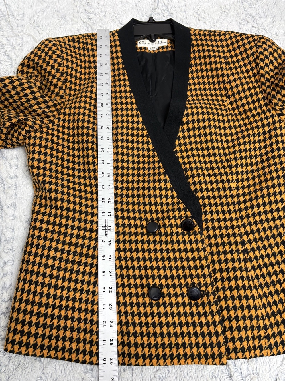 Dior Black & Mustard Houndstooth Double-Breasted Blazer - Picture 4 of 7